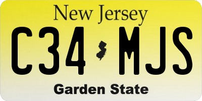 NJ license plate C34MJS