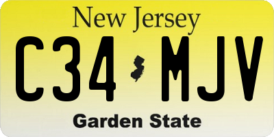 NJ license plate C34MJV