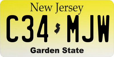 NJ license plate C34MJW
