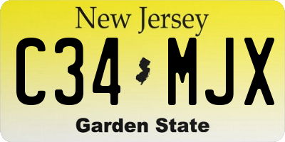 NJ license plate C34MJX