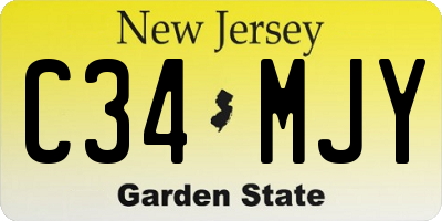NJ license plate C34MJY