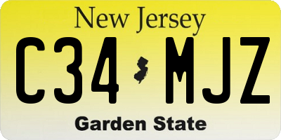 NJ license plate C34MJZ