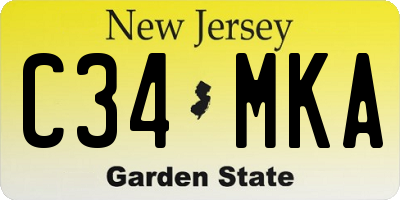 NJ license plate C34MKA