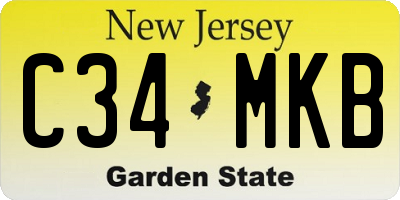 NJ license plate C34MKB