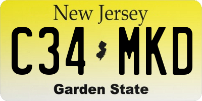 NJ license plate C34MKD