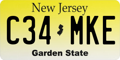 NJ license plate C34MKE