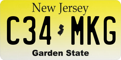 NJ license plate C34MKG