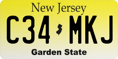 NJ license plate C34MKJ