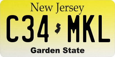 NJ license plate C34MKL