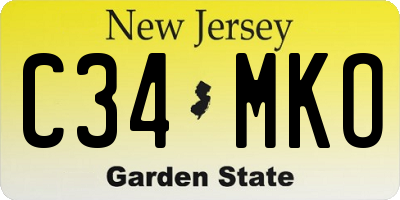 NJ license plate C34MKO