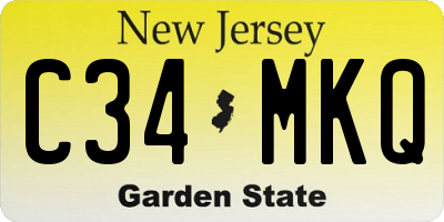 NJ license plate C34MKQ