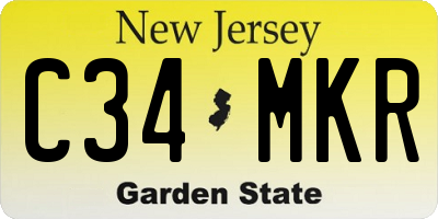 NJ license plate C34MKR