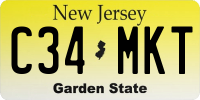 NJ license plate C34MKT