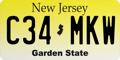 NJ license plate C34MKW
