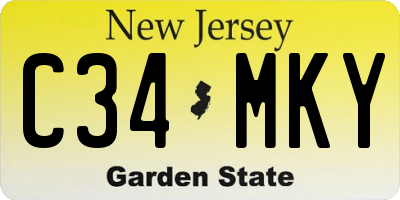 NJ license plate C34MKY