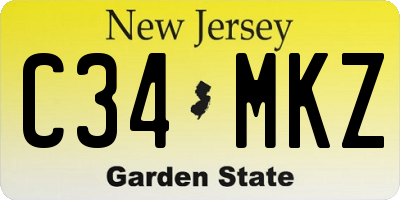 NJ license plate C34MKZ