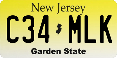 NJ license plate C34MLK