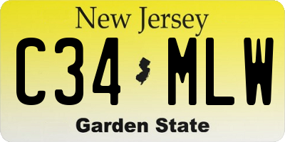 NJ license plate C34MLW