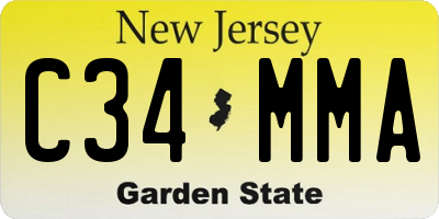 NJ license plate C34MMA