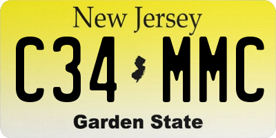 NJ license plate C34MMC