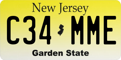 NJ license plate C34MME