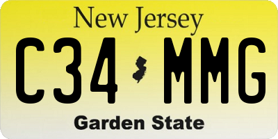 NJ license plate C34MMG