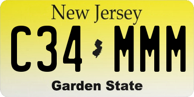 NJ license plate C34MMM