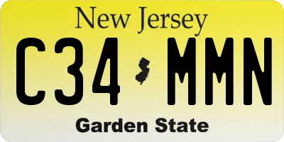 NJ license plate C34MMN