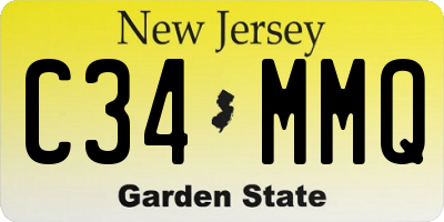 NJ license plate C34MMQ