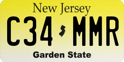 NJ license plate C34MMR
