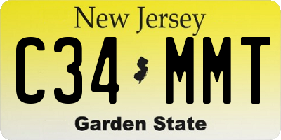 NJ license plate C34MMT
