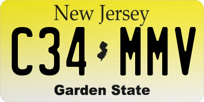 NJ license plate C34MMV