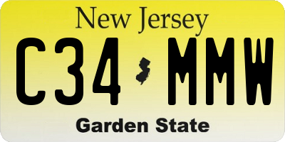 NJ license plate C34MMW