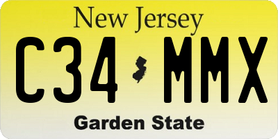 NJ license plate C34MMX