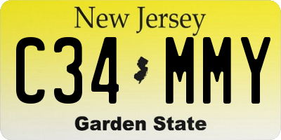 NJ license plate C34MMY