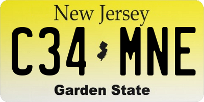NJ license plate C34MNE