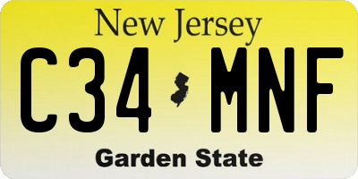 NJ license plate C34MNF