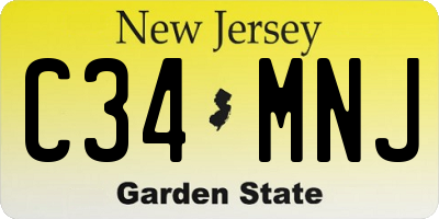 NJ license plate C34MNJ
