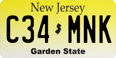 NJ license plate C34MNK