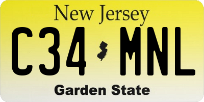 NJ license plate C34MNL