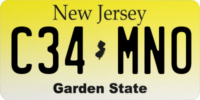 NJ license plate C34MNO