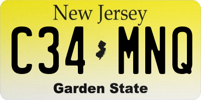 NJ license plate C34MNQ