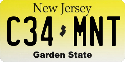 NJ license plate C34MNT