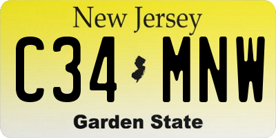 NJ license plate C34MNW