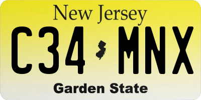 NJ license plate C34MNX
