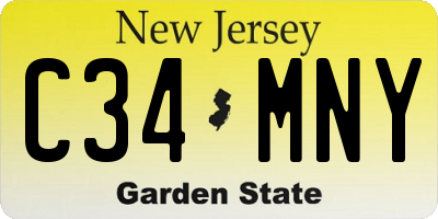 NJ license plate C34MNY