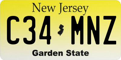 NJ license plate C34MNZ
