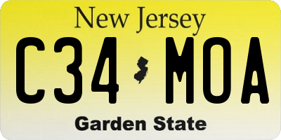 NJ license plate C34MOA