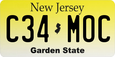 NJ license plate C34MOC