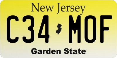 NJ license plate C34MOF